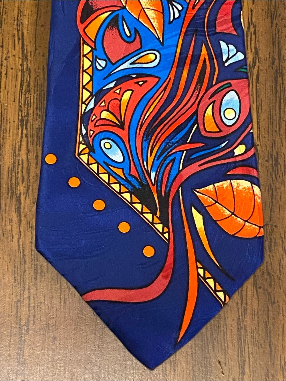 Rush Limbaugh Bold Navy Silk Tie with Vibrant Orange and Blue Abstract Design